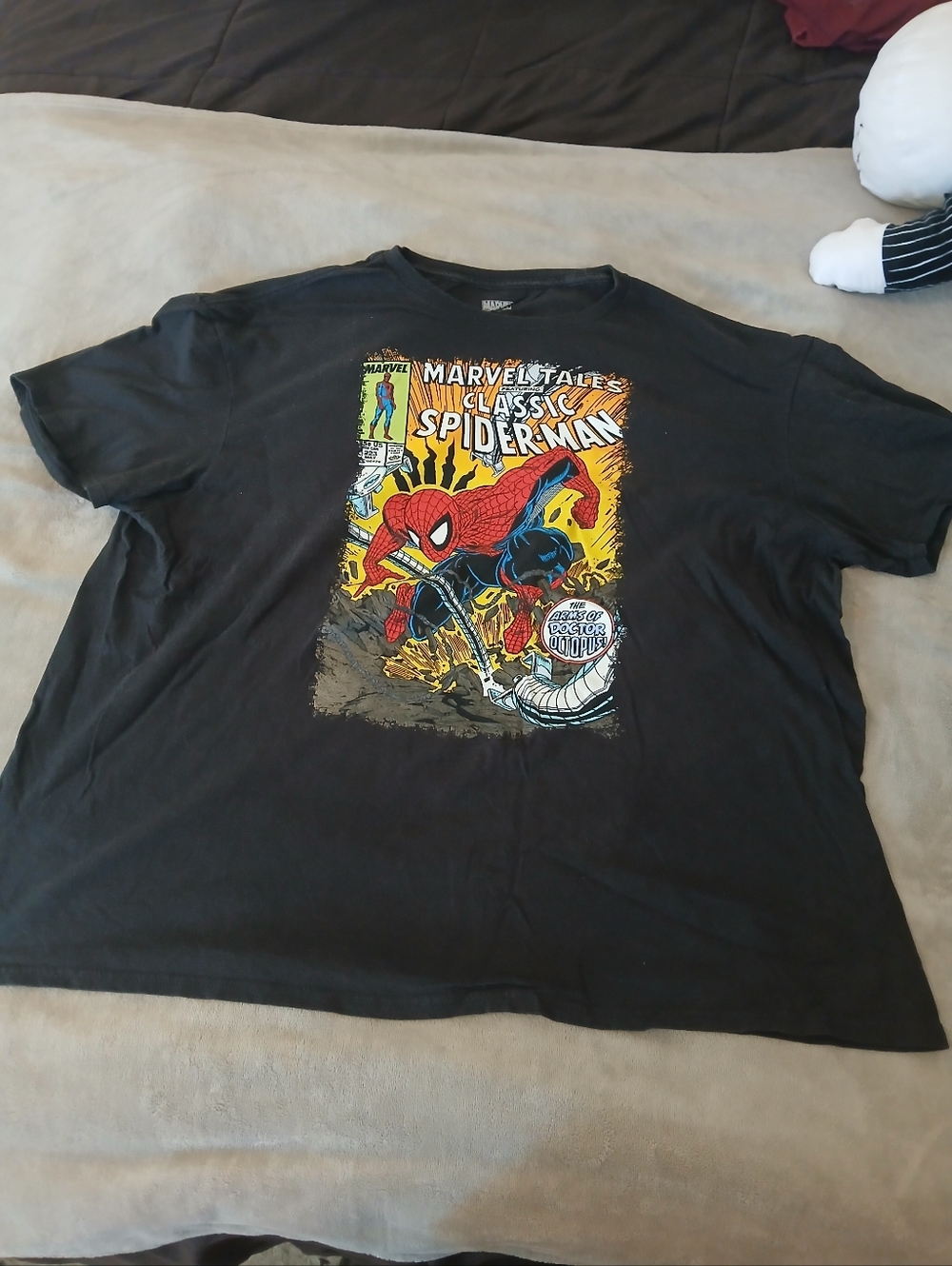 Marvel Black Tee with Red & Yellow Spider-Man Graphic